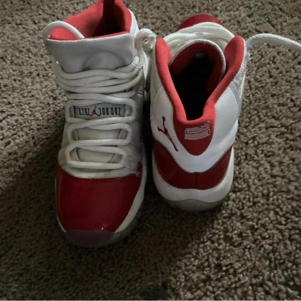 Jordan Red and White High-Top Sneakers